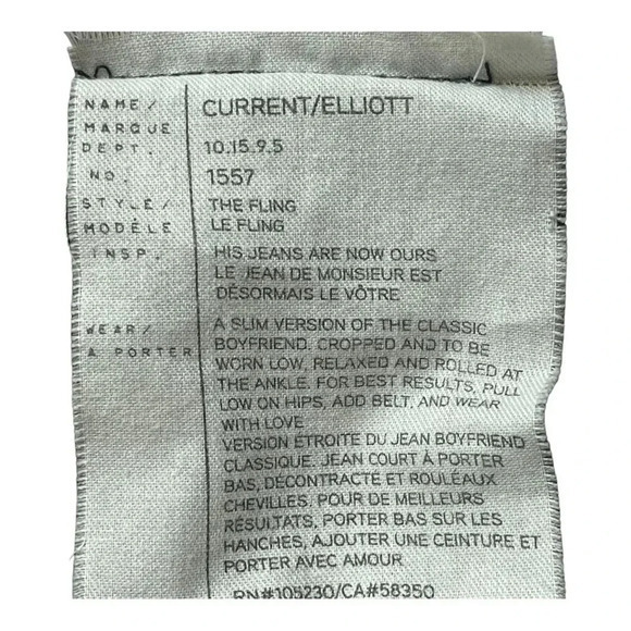 Current/Elliot The Fling Washed Black Destroy Boyfriend Black Jean Women Size 23 - Picture 9 of 11